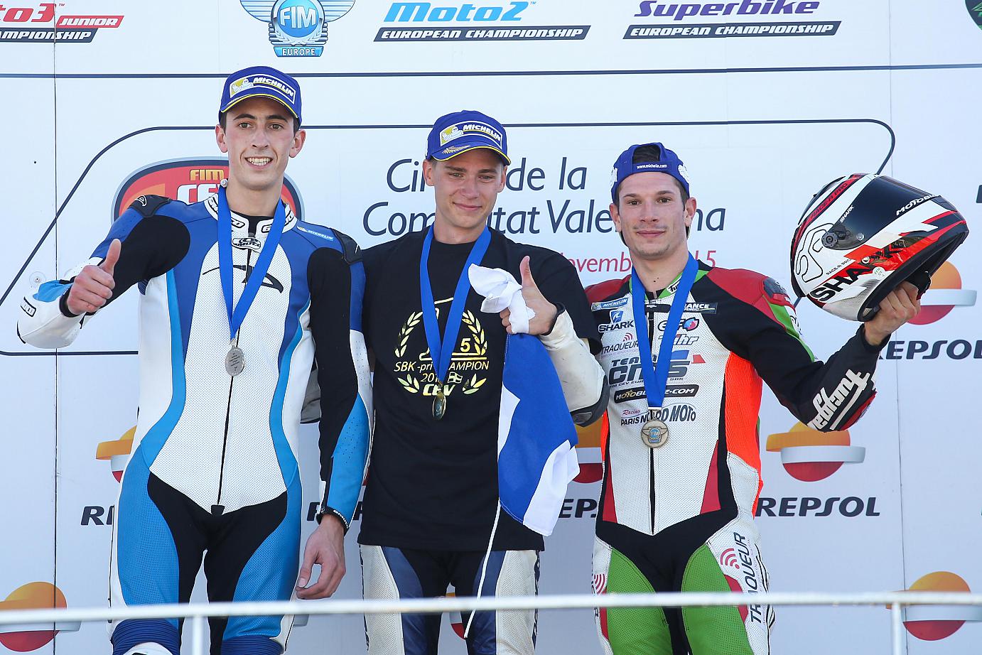 Podium du championnat d'Europe Superbike 2015, catégorie privés